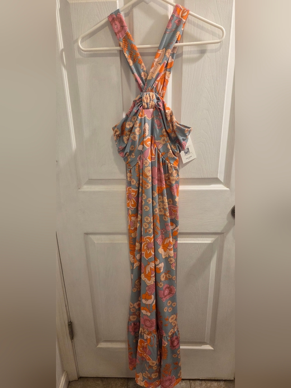 Grace Karin Floral Halter Maxi Dress w Pockets